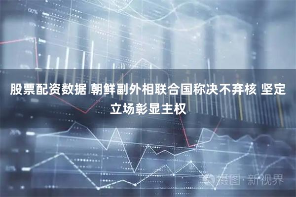 股票配资数据 朝鲜副外相联合国称决不弃核 坚定立场彰显主权